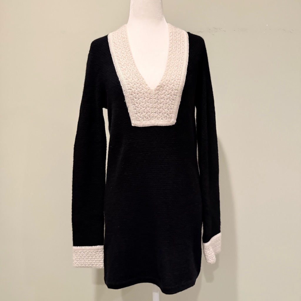 Tory Burch Cashmere Wool Tunic Knit Sweater Long Sleeve Sparkle Top Holiday M